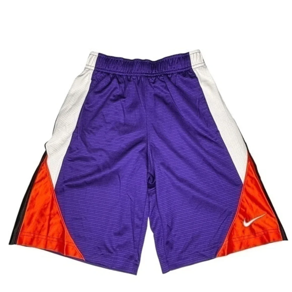 Nike Boys Athletic Shorts Size Small Purple Orange White Black Elastic Tie Waist